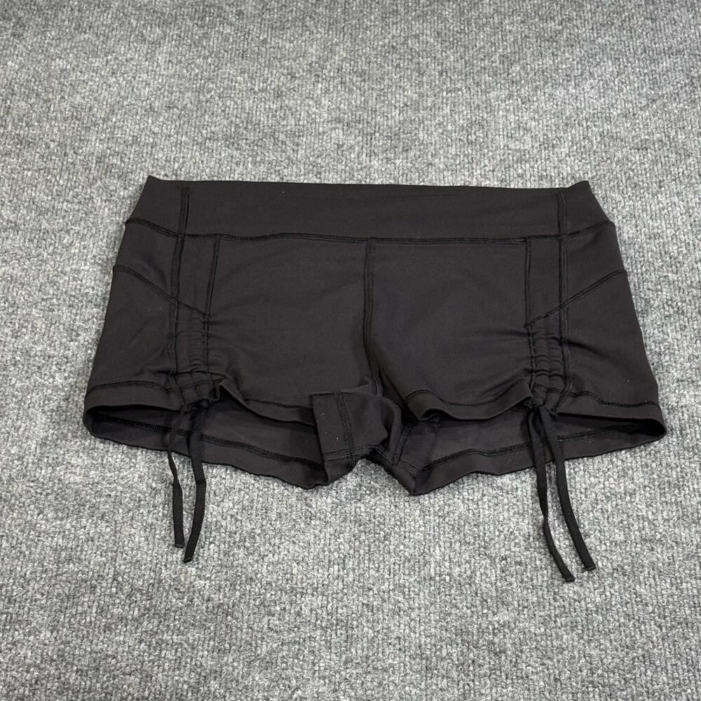 Lululemon Shorts Womens 8 Black Liberty Hot Ruched Side Drawstring Yoga Boyshort